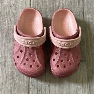 Toddler Pink Glitter Crocs, Size 10